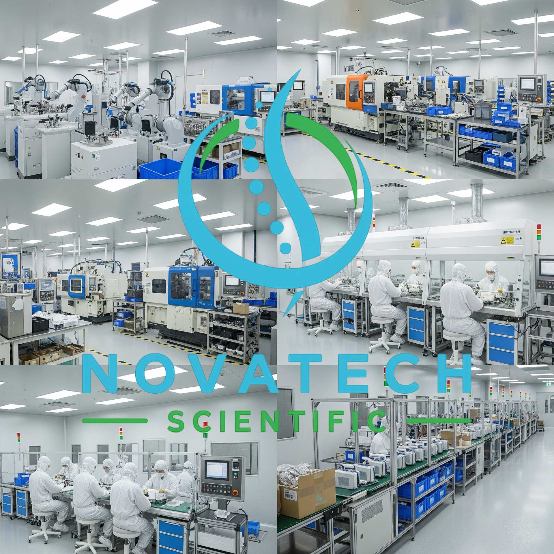 NovaTech Scientific manufacturing facility - cleanroom environment with precision equipment and trained technicians in Boca Raton, Florida